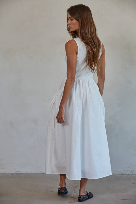 Woven 100% Cotton Poplin Skirt Bodice Midi Dress