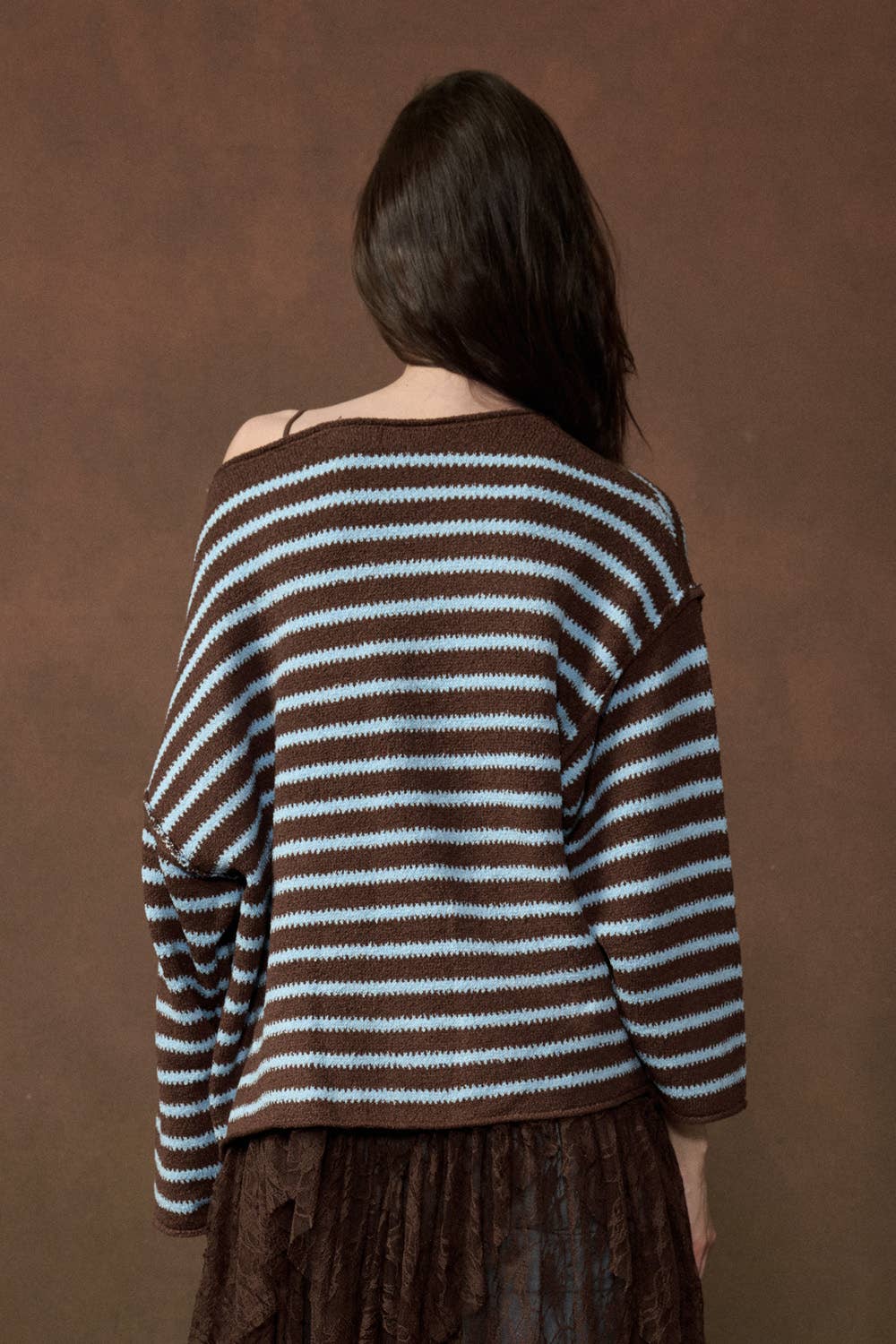 Striped Textured Knit Oversized Sweater