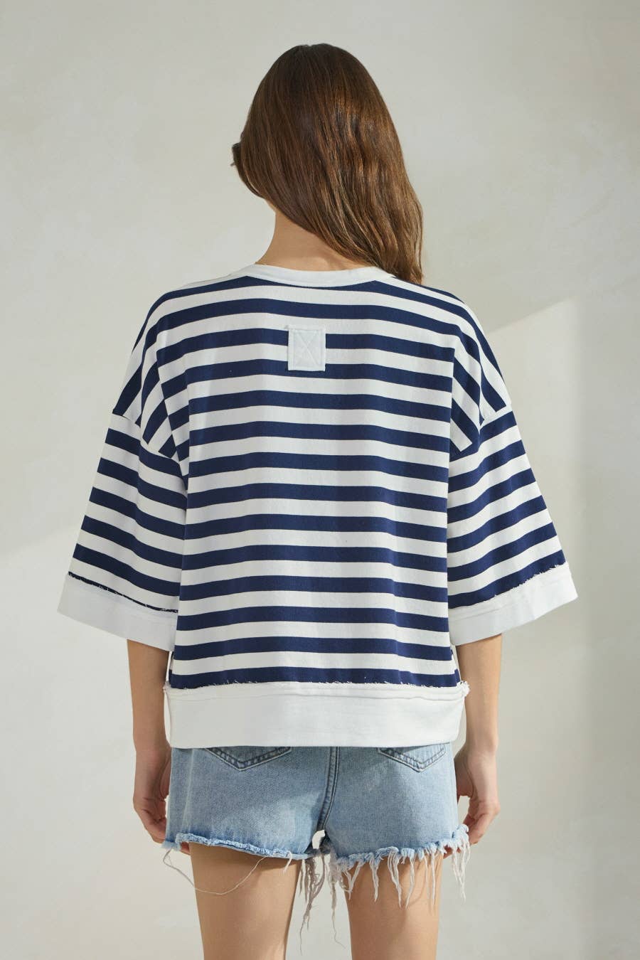 Plus Marine Striped French Terry Pullover