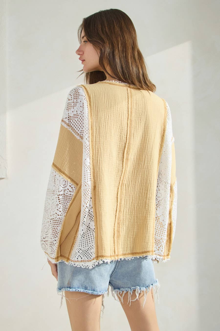 Plus Cotton Gauze Long Sleeve Top