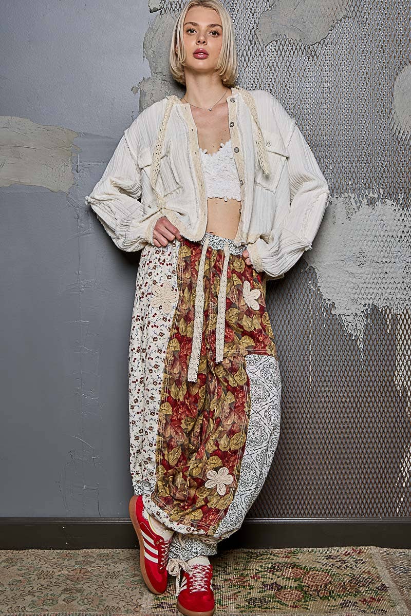 Vintage washing double gauze stitch detail hoodie jacket