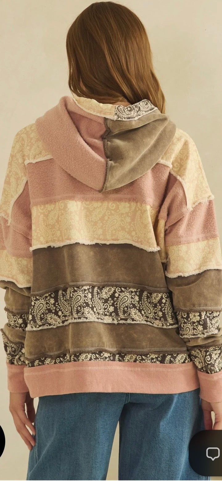 Paisley Printed Hoodie Apricot