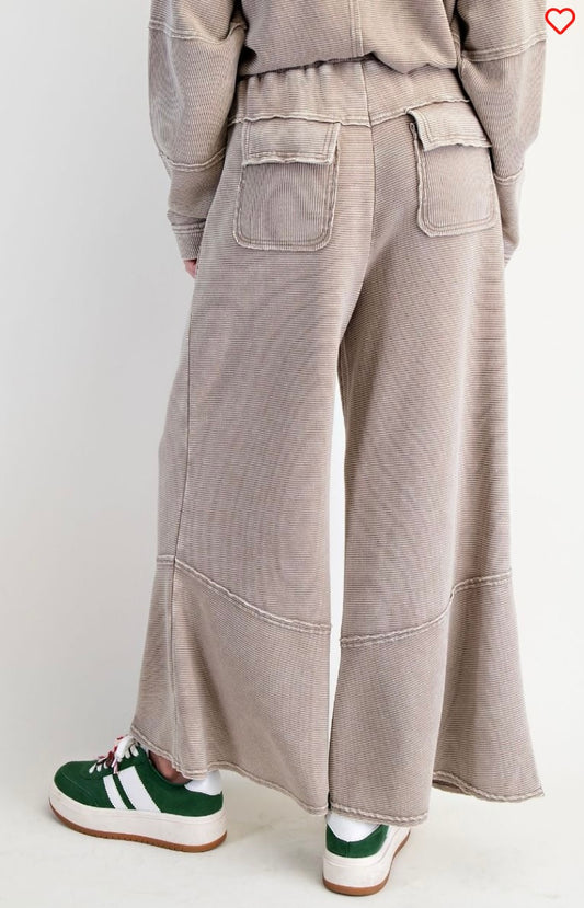 Textured Mineral Washed Bell Bottoms