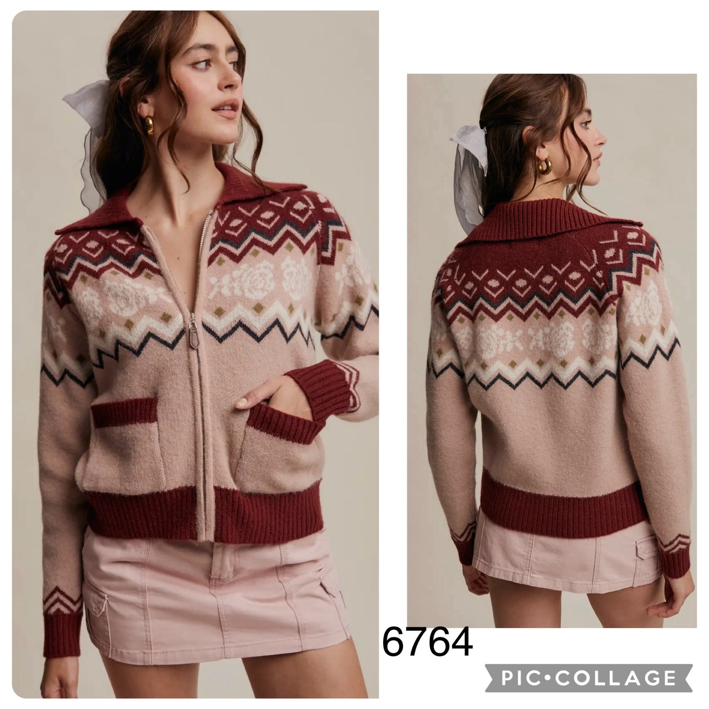 Fair isle sweater cardigan