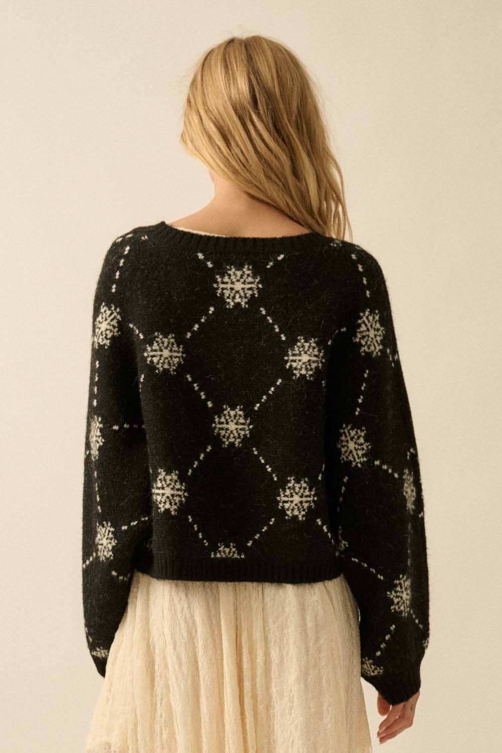 Snowflake Button-Up Cardigan