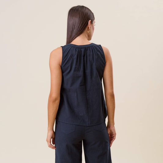 Embroidered sleeveless blouse