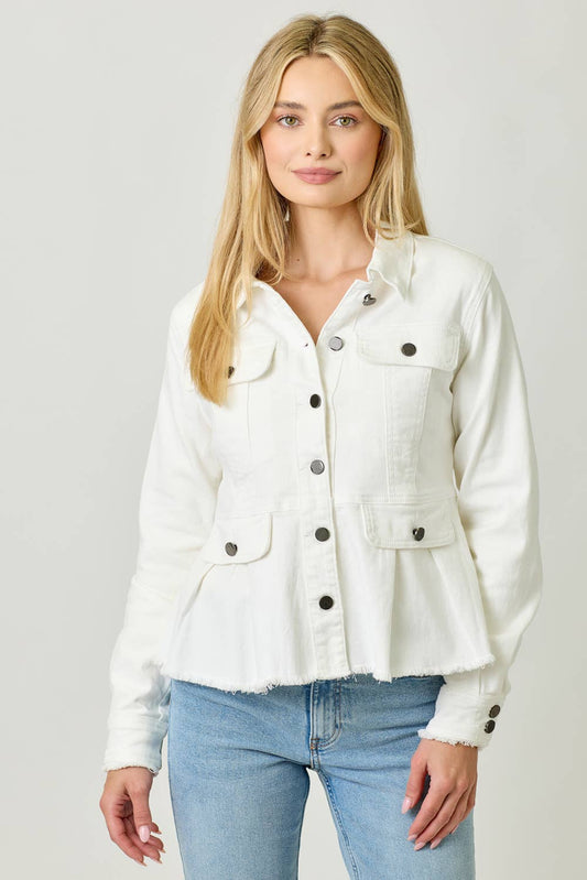 60711 Washed Denim Peplum Jacket