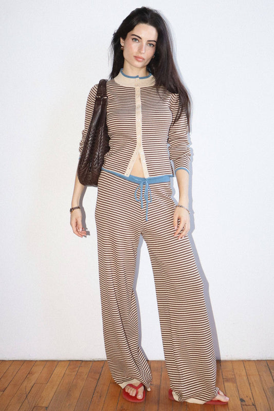 Striped Knit Wide Leg Pants