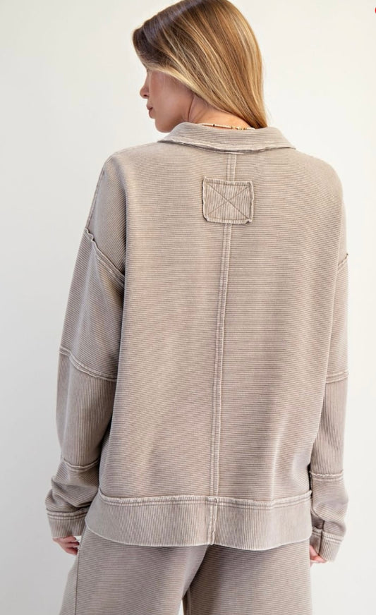 Textured Thermal Washed Pullover