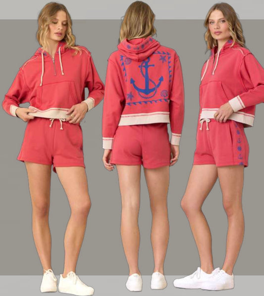 French Terry Shorts w/nautical print