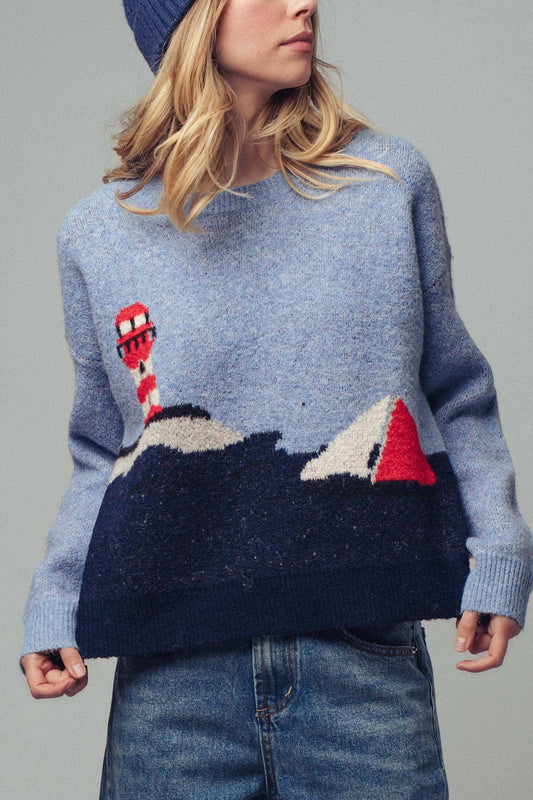 Nautical Lighthouse Knit Sweater