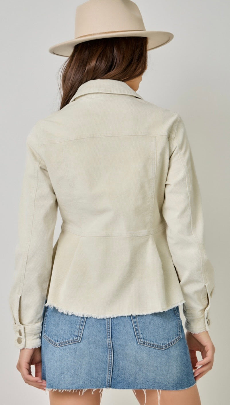 Washed denim peplum jacket