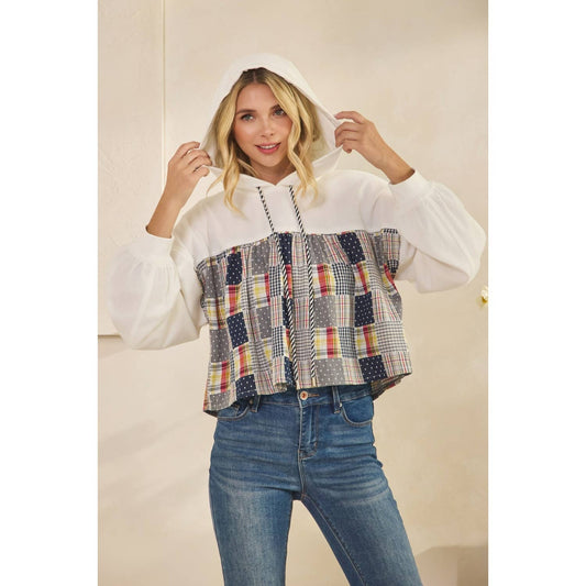 Contrast Cropped Hoodie