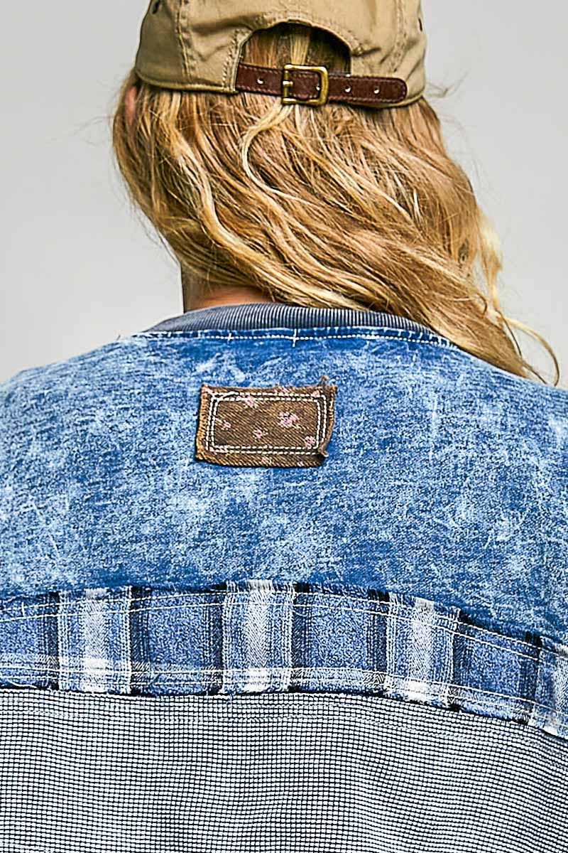 Stud French Terry Plaid Top