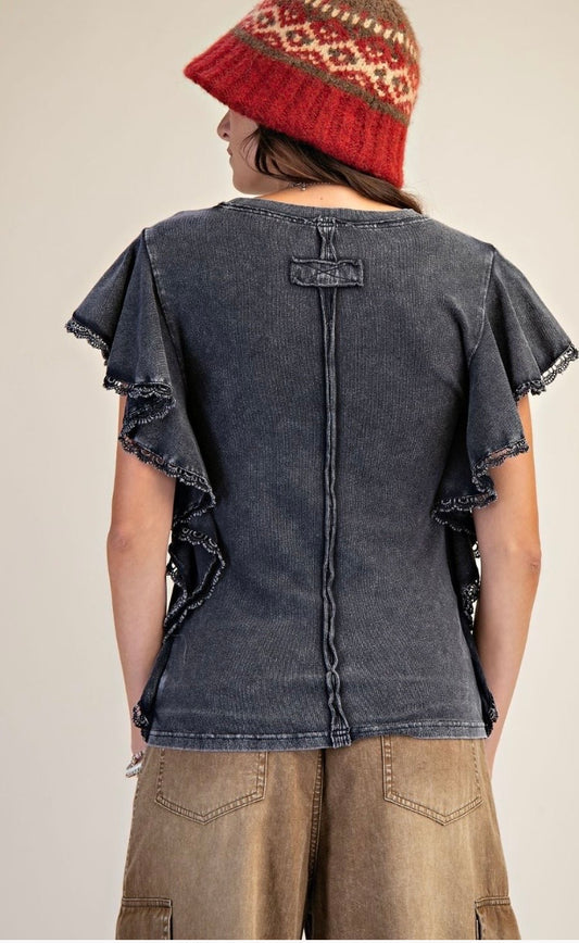 MINERAL WASHED COTTON JERSEY TOP