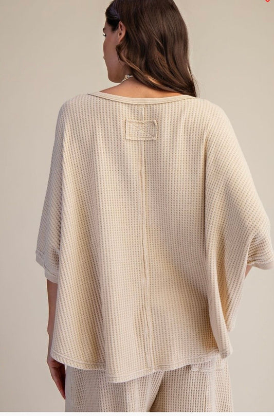 CROCHET PATCH DETAILING WASHED THERMAL TOP