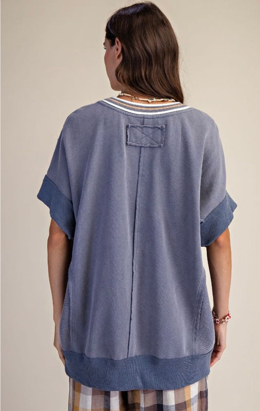 WASHED TERRY OVERSIZE PULLOVER