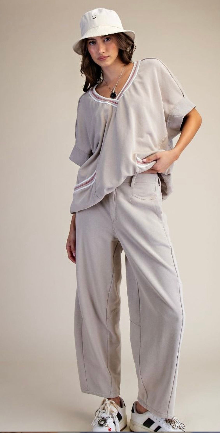 MINERAL WASHED TERRY KNIT PANTS