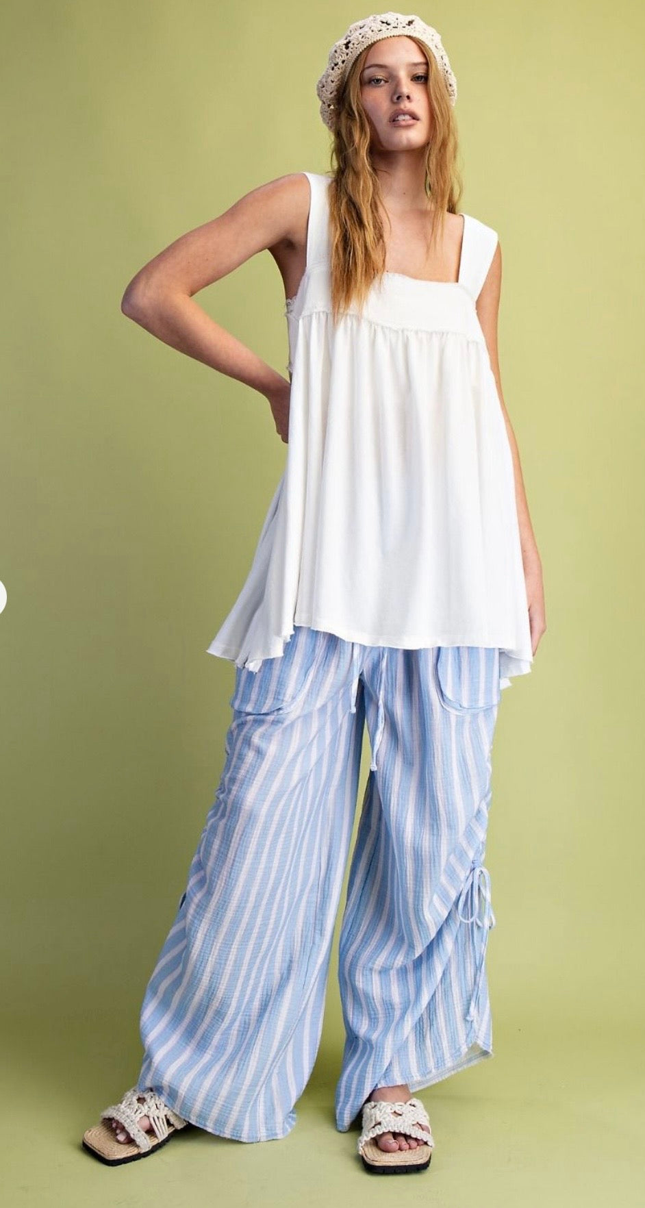 PRINTED COTTON GAUZE PANTS