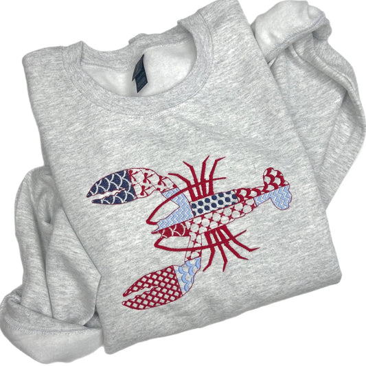 Lobster Patchwork Embroidered Sweatshirt
