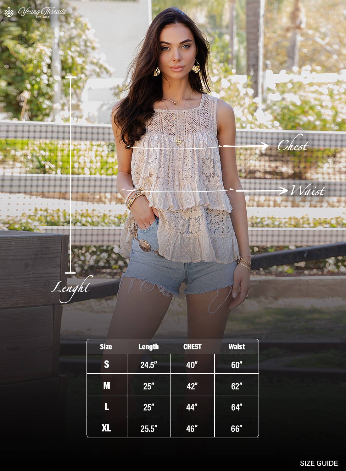 Desert Dream Moonlight Tiered Lace Ruffle Ranch Top