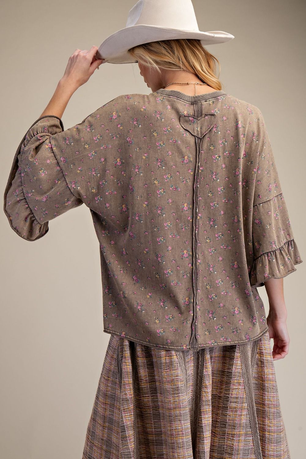 PRINTED WASHED COTTON LOOSE FIT TOP