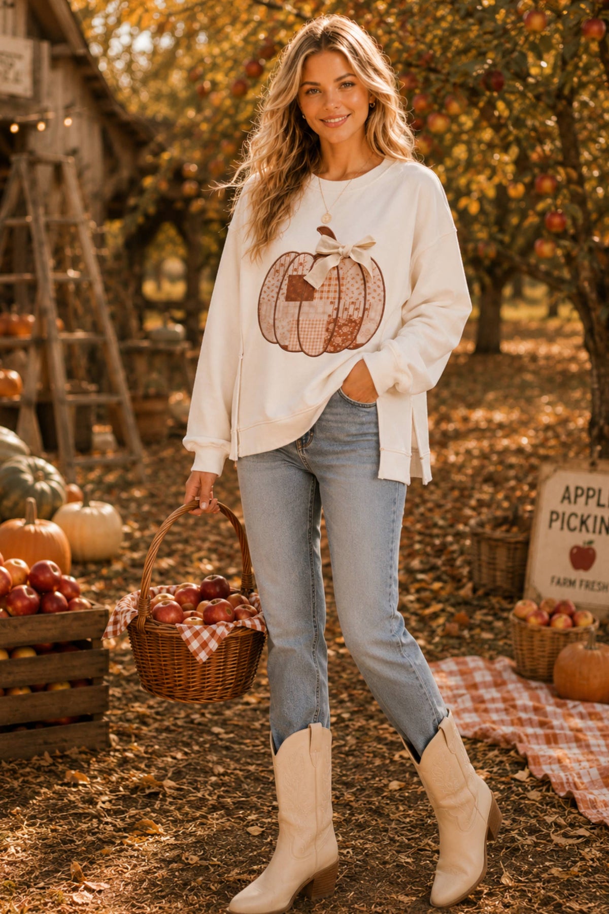 Patchwork Pumpkin Sweatshirt