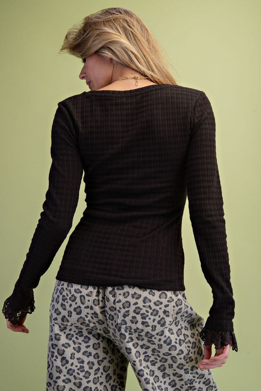 Textured knit fitted top