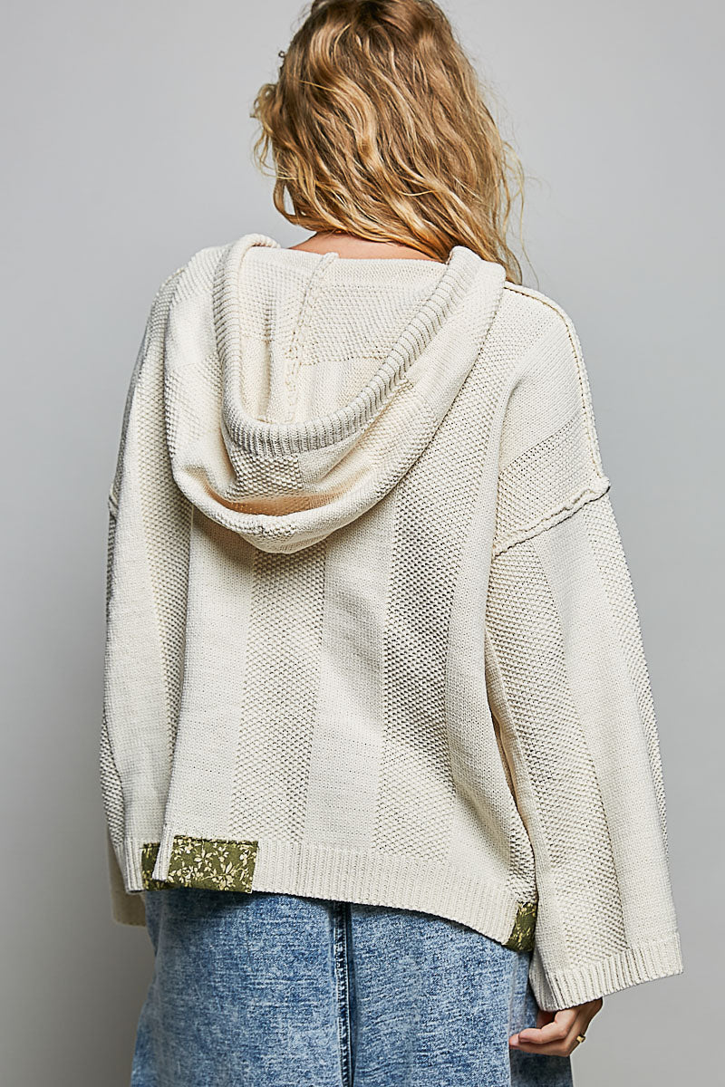 Floral Embroidered Hoodie Sweater