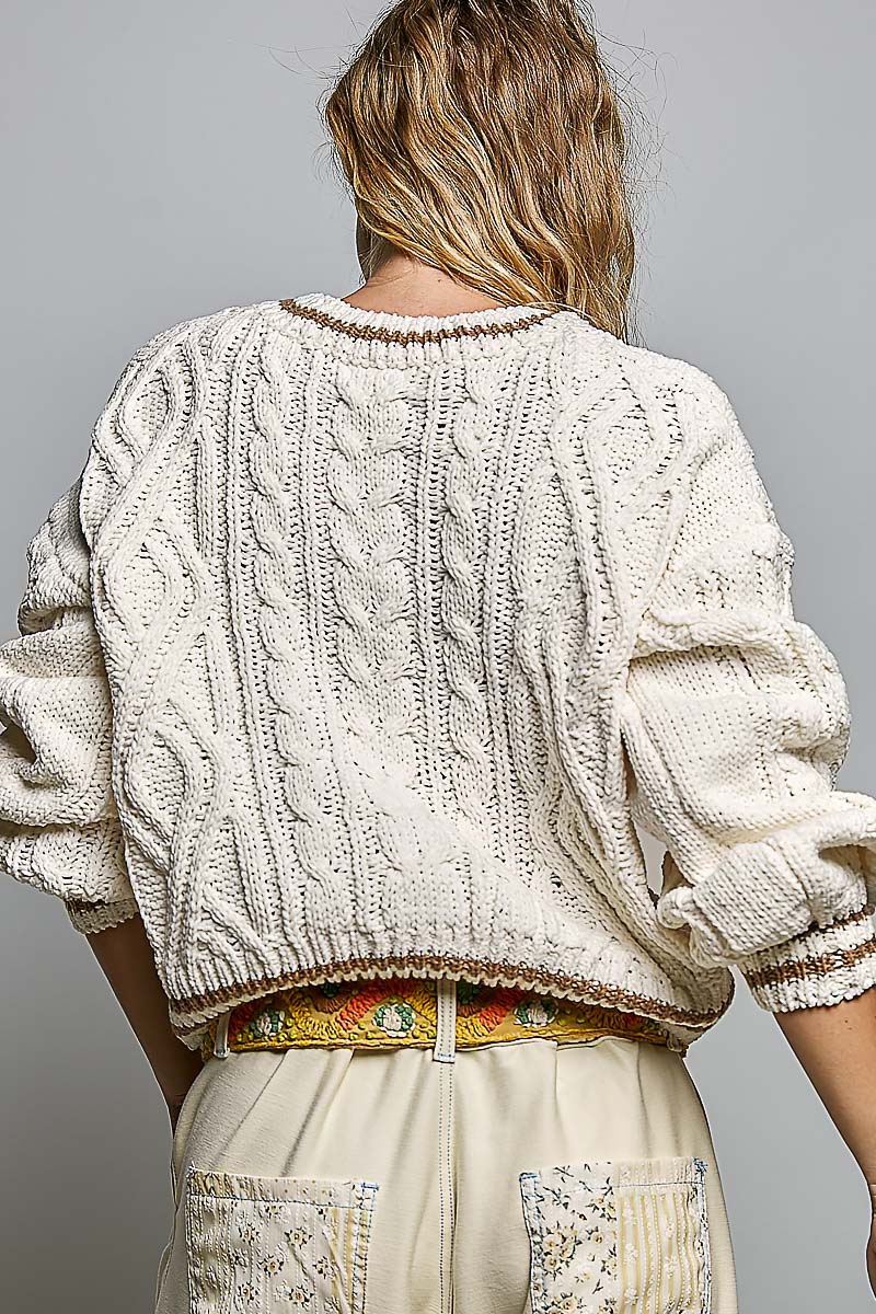 Cable Knit Crew Neck Sweater