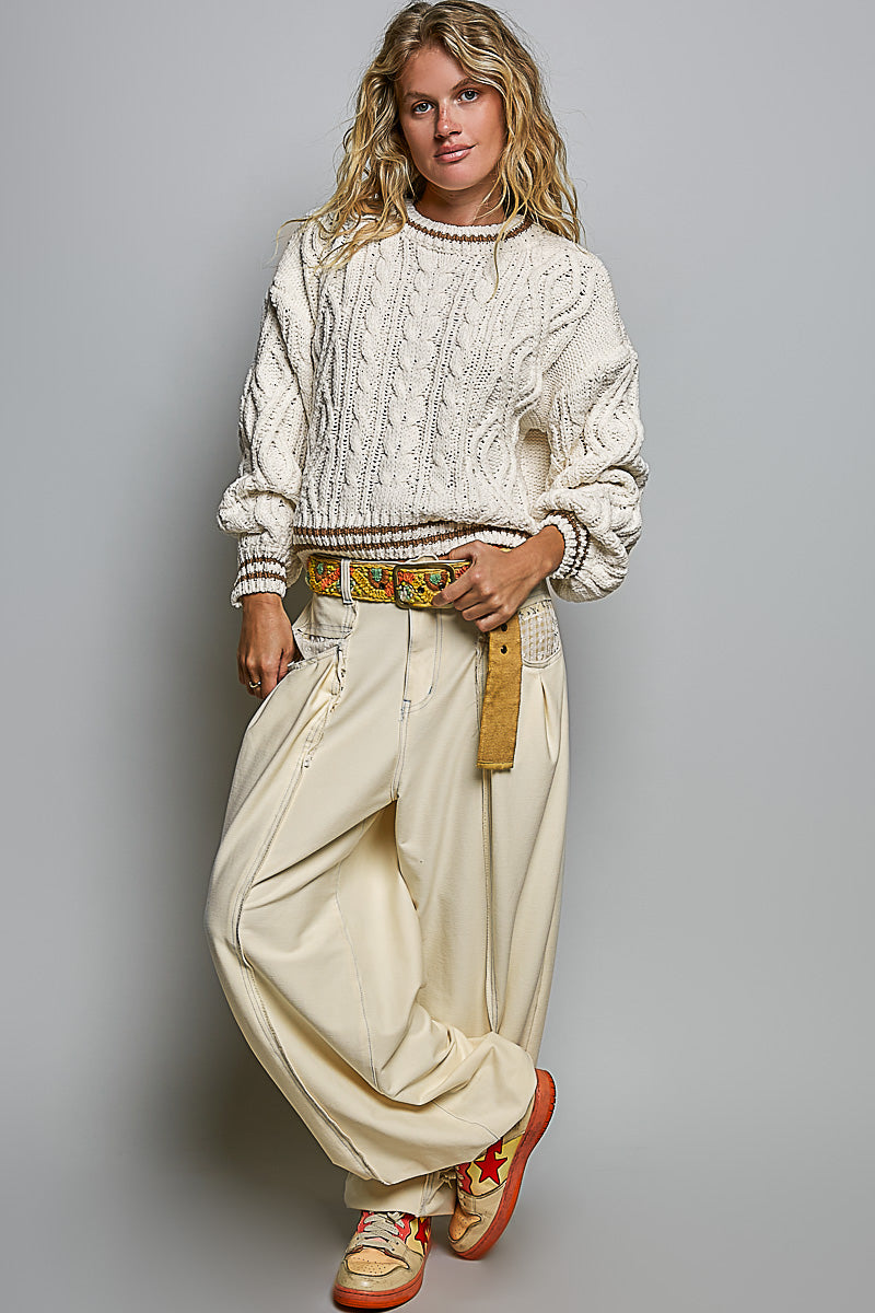 Cable Knit Crew Neck Sweater