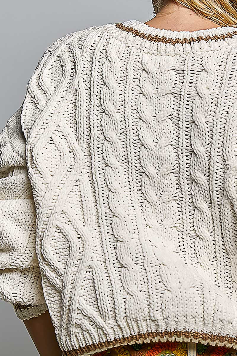 Cable Knit Crew Neck Sweater