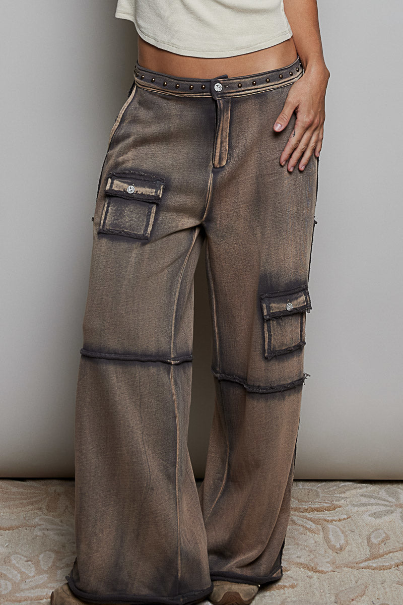 Stud Point High Rise Pants Charcoal