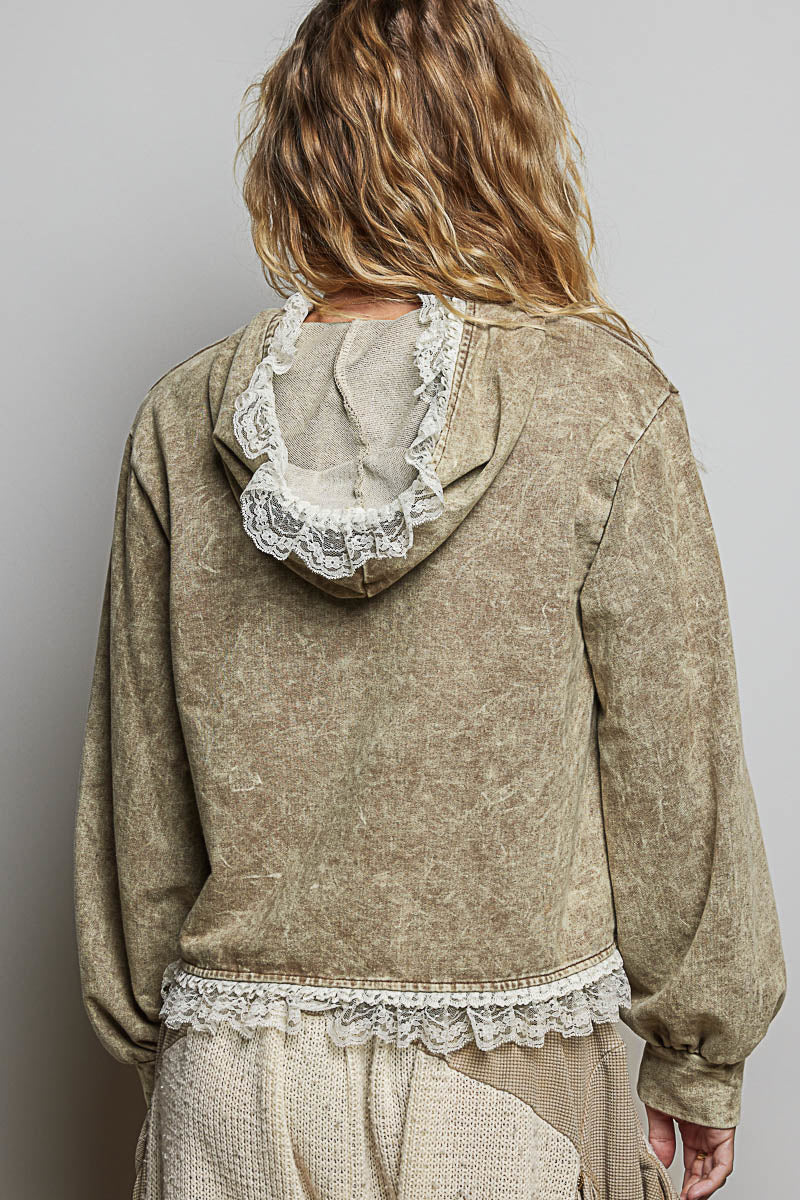 Washed Terry Knit Hoodie Jacket