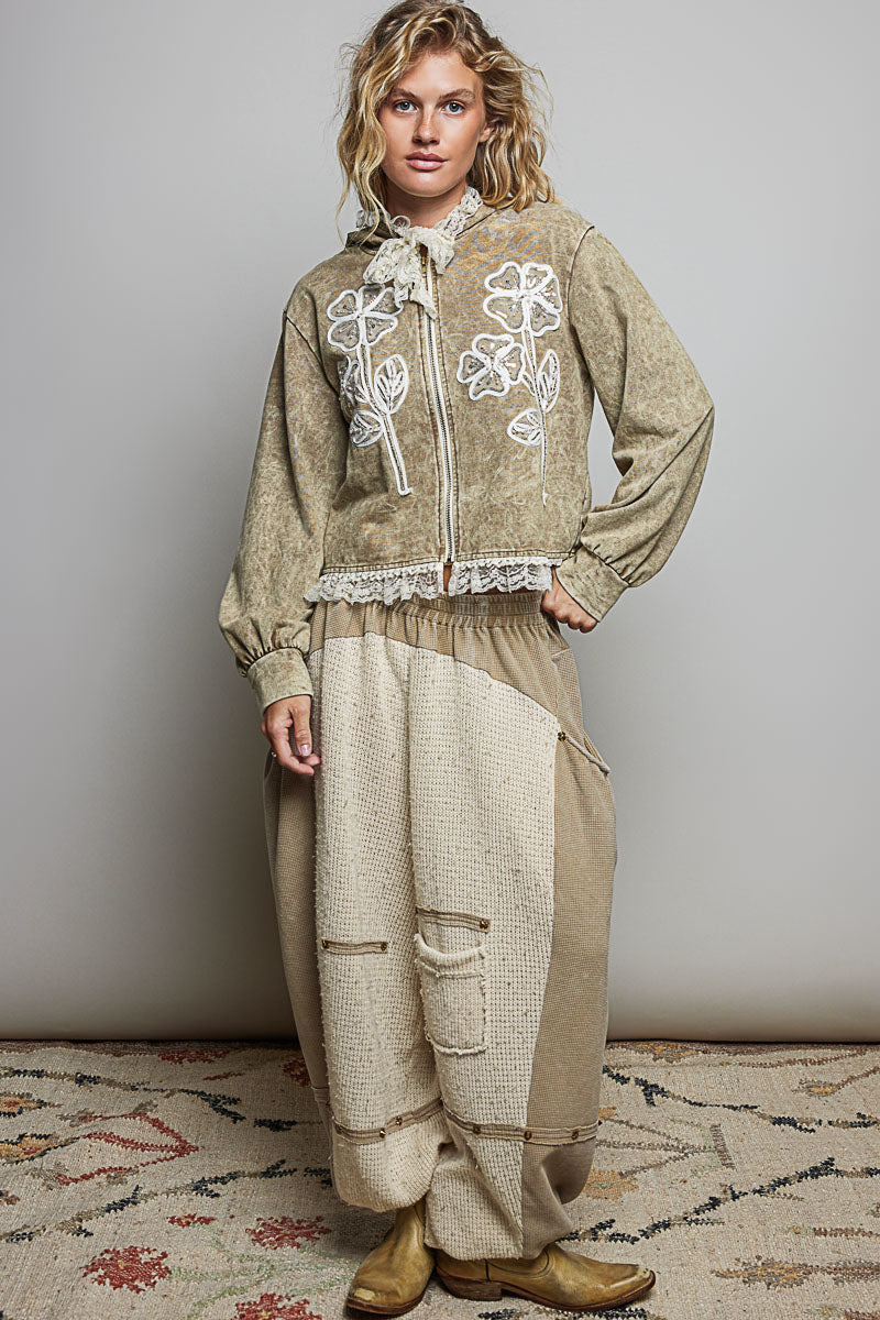 Washed Terry Knit Hoodie Jacket