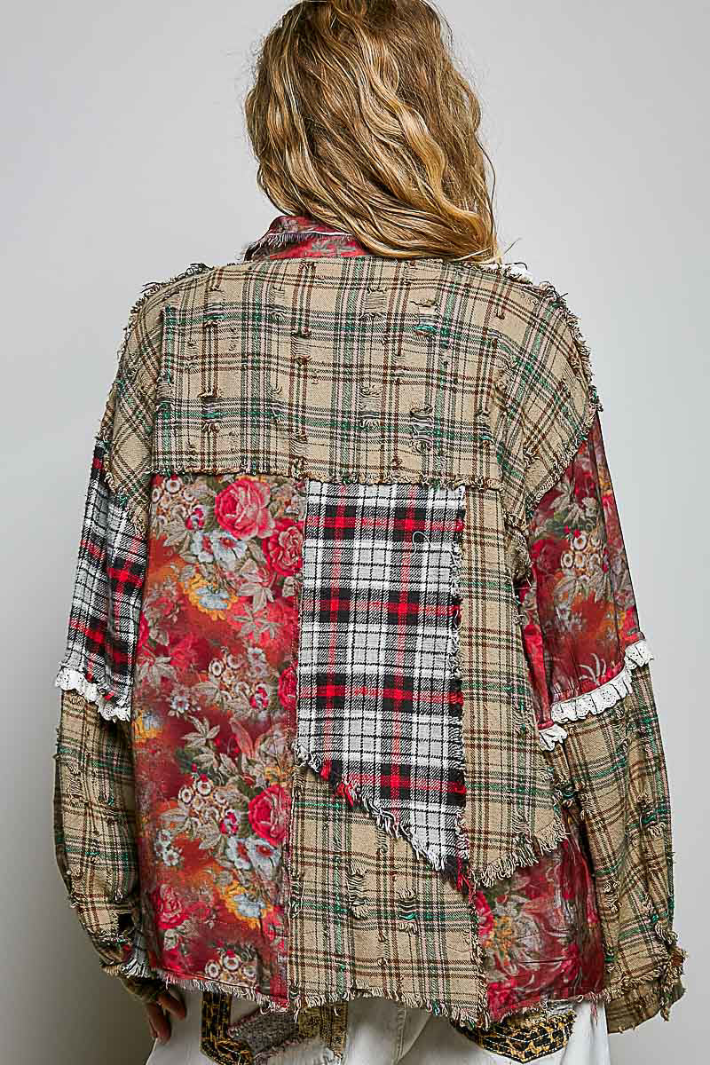 Plaid Lace Ruffle Shirt