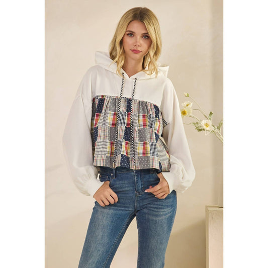 Contrast Cropped Hoodie