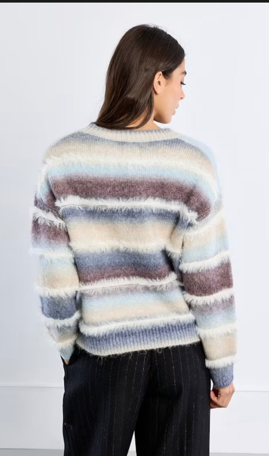 Striped Eyelash Sweater Mauve