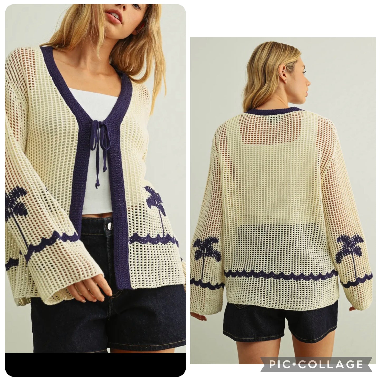 Palm Tree and Waves Cardigan