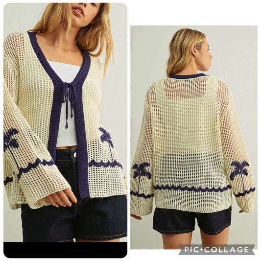 Palm Tree and Waves Cardigan
