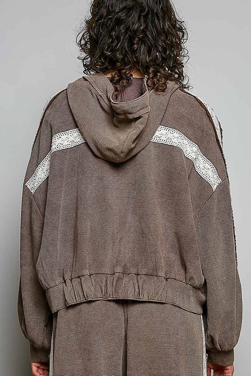Front Pocket Printed Thermal Hooded Jacket