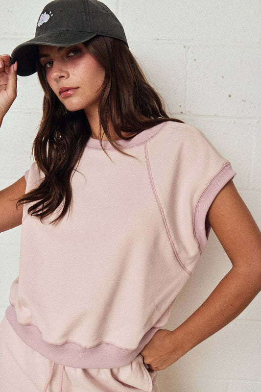 Sleeveless Lounge Short Set Relaxed Fit pink