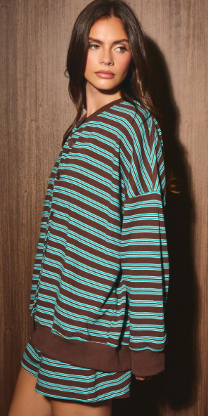 Striped Teal choco cardigan