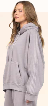 French terry hoodie with side stripe details Taupe