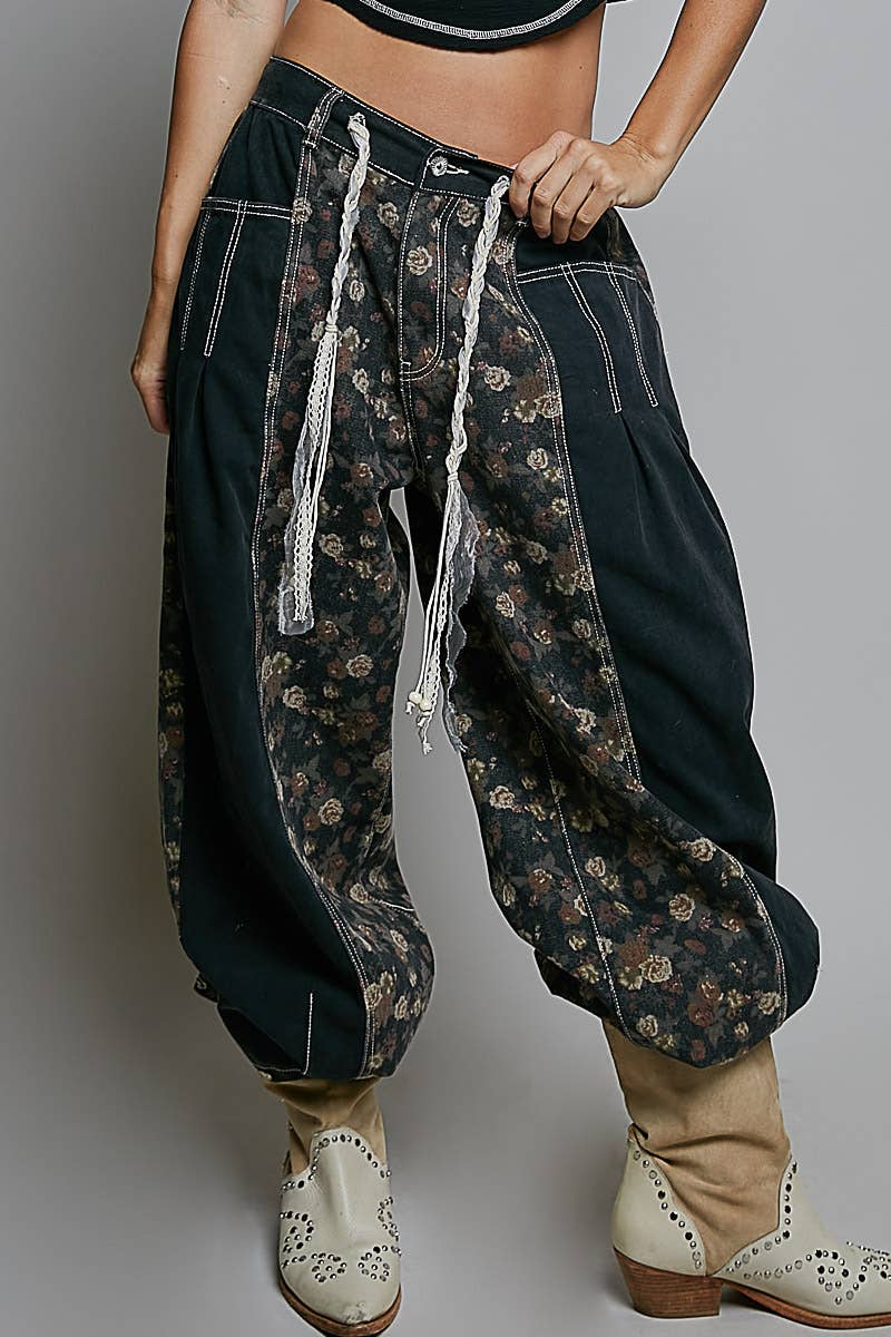 Relaxed Tapered Pants With Contrast Panel