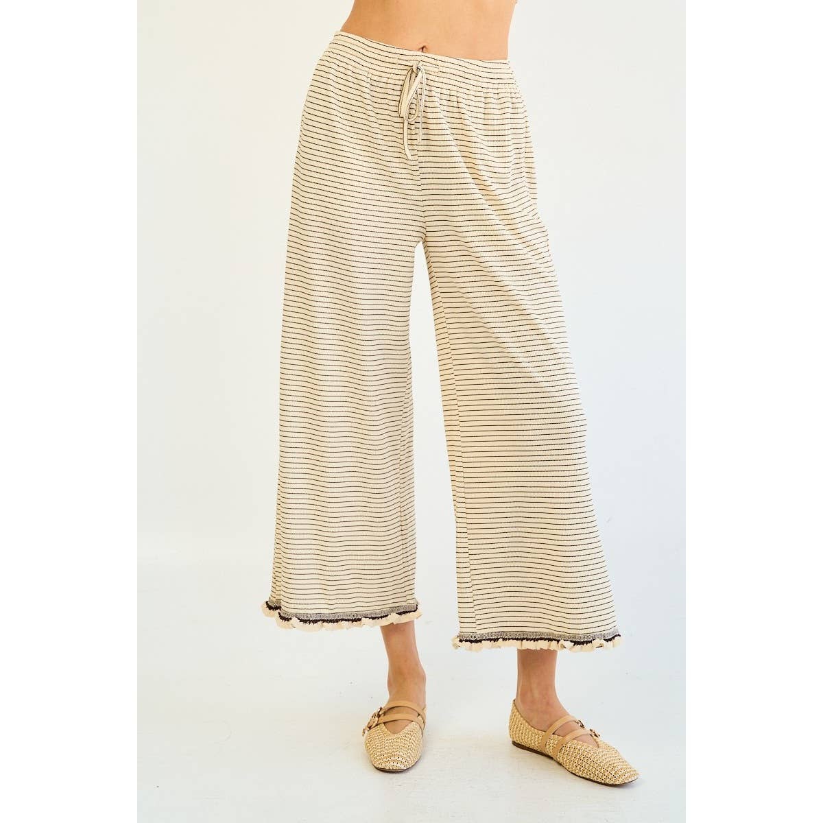 Striped Ruffle Edge Pants