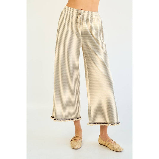 Striped Ruffle Edge Pants