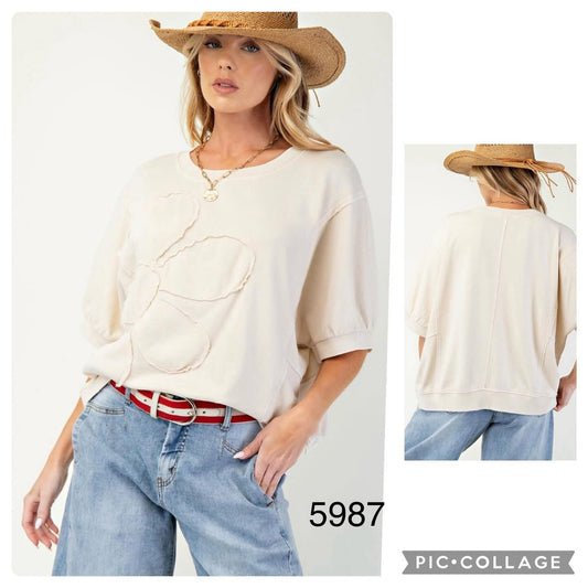 Daisy Embossed French Terry Top