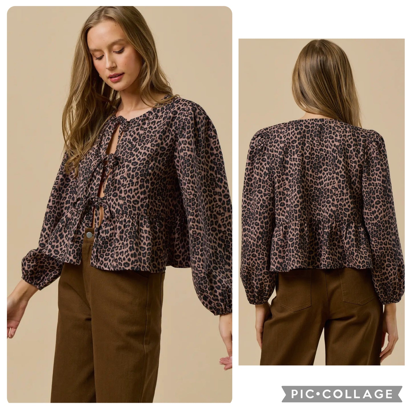 Peplum Animal Print w/ Bow Ties