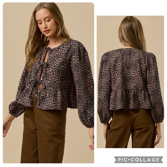 Peplum Animal Print w/ Bow Ties